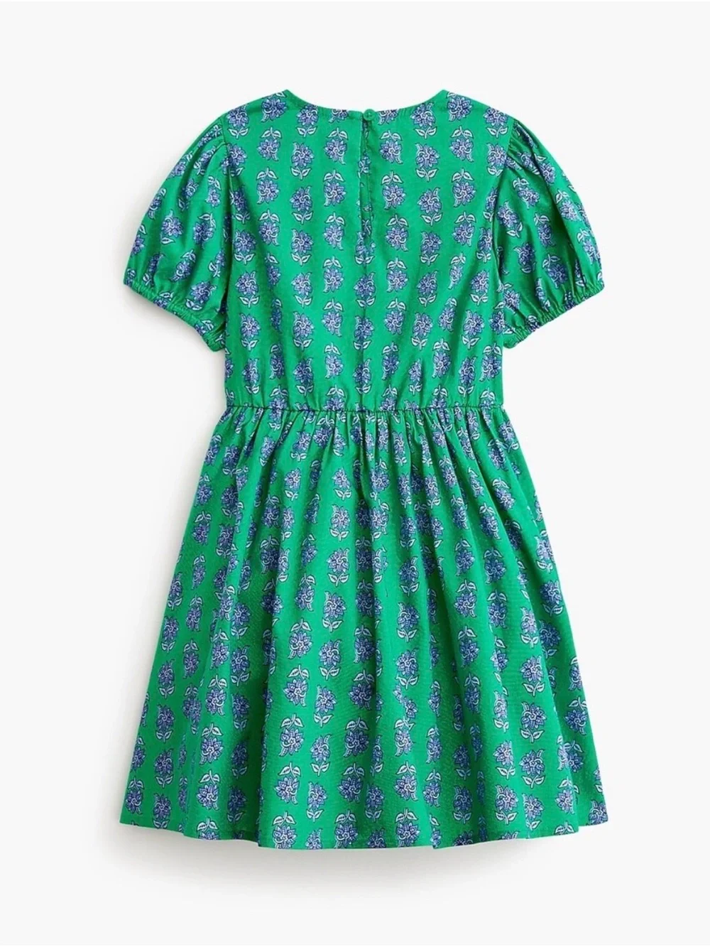 J.Crew Crewcuts Green Floral Puff-Sleeve girls Dress age 8 cotton
